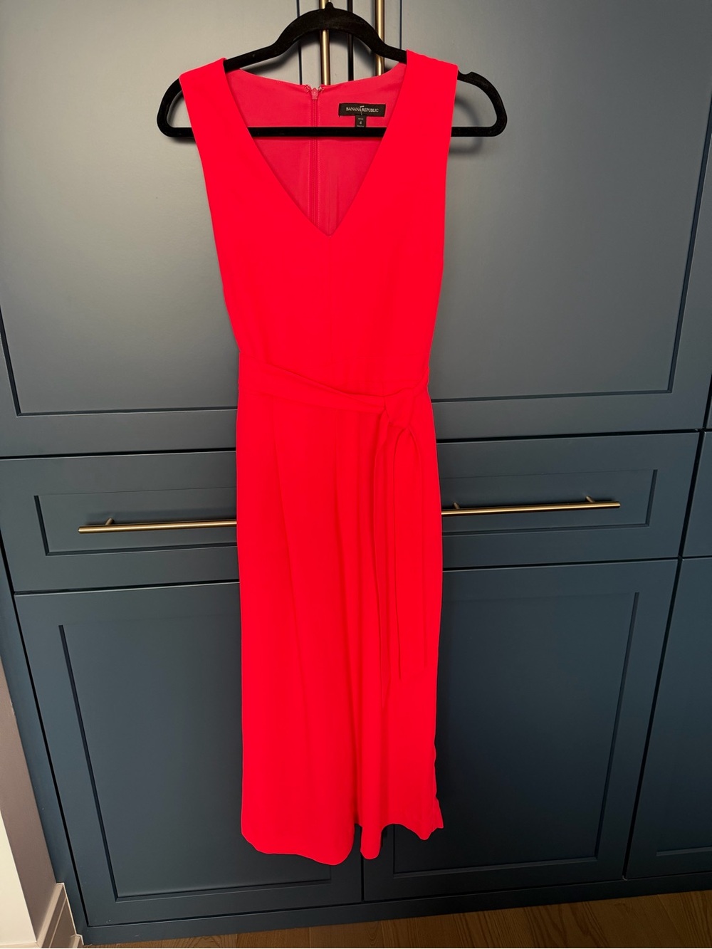 Banana Republic Bright Red V-Neck Jumpsuit